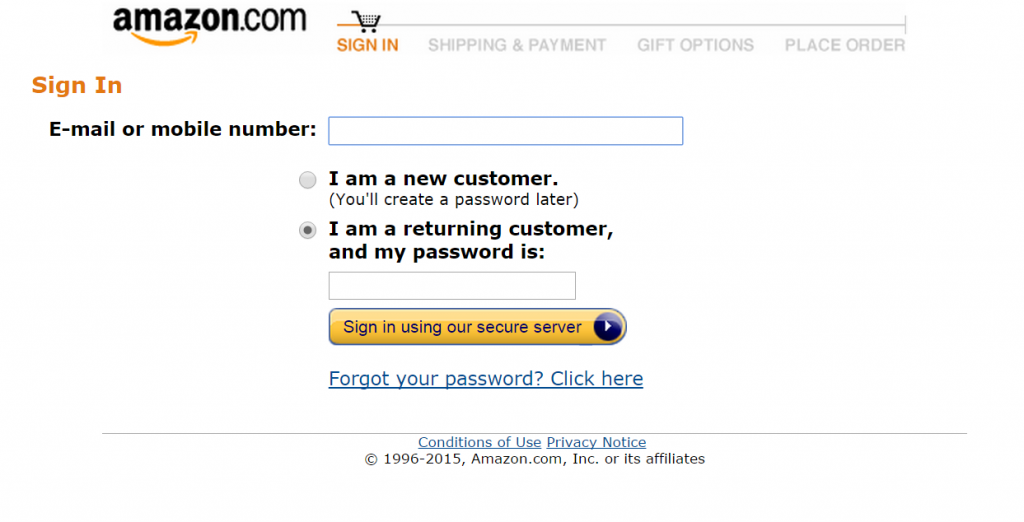 How to reset an amazon password to an email account that we registered